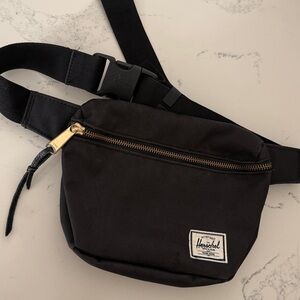 Herschel Cotton Casual Belt Bag/Fanny Pack In Black Color Red Stripe Inside